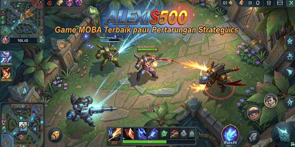Screenshot ALEXIS500 menampilkan pertarungan tim yang seru di medan perang.