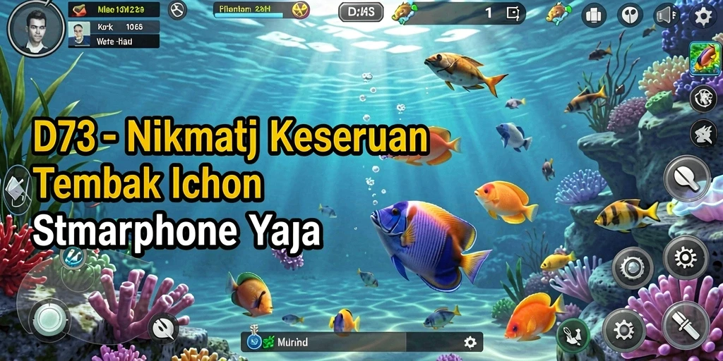 Tampilan gameplay D73 saat menangkap ikan di bawah laut.