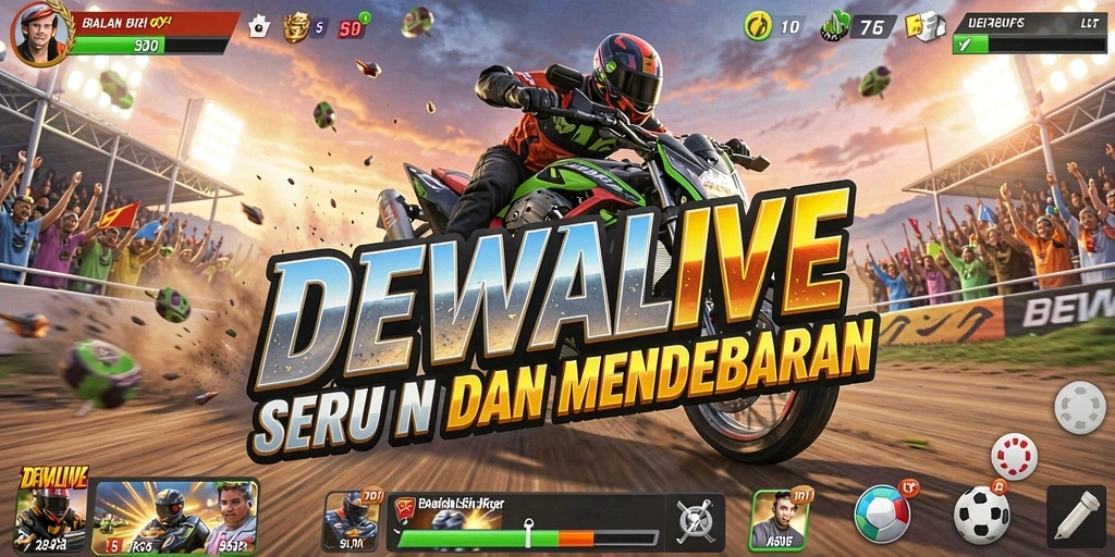 Screenshot gameplay DEWALIVE menampilkan aksi balapan yang mendebarkan.
