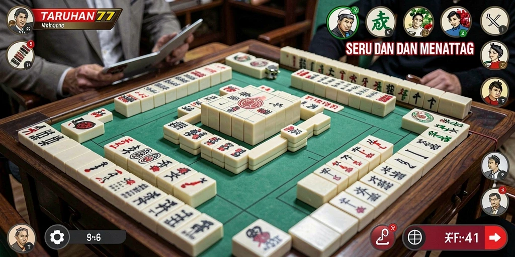 Tampilan gameplay seru dalam TARUHAN77 dengan ubin Mahjong yang menarik.